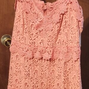 Pink Lace Sleeveless Dress